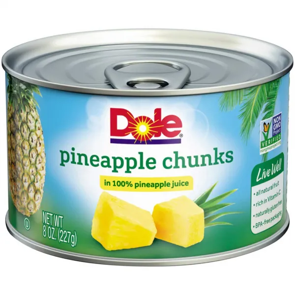 DOLE Pineapple Chunks in 100% Pineapple Juice 8 oz. Can 100 % 파인애플 주스 226.8g에있는 DOLE 파인애플 덩어리. 할 수있다, 1
