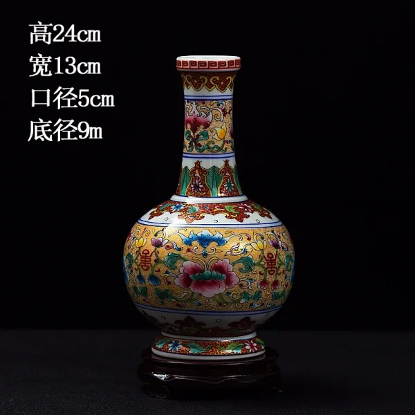 레이즈 파트너스 공예품장식 경덕진 도자기 작은꽃 보틀 진열 장식품 꽃꽂이 말린꽃 신 중국식 실내 TV거실장, 법랑채 봄 마음이 만연함 스카이 폼볼