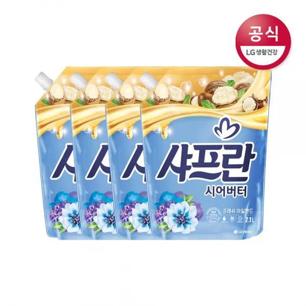 [신세계TV쇼핑]LG생활건강 샤프란 시어버터 프레쉬아일랜드 리필 2.1L x4개, 단품
