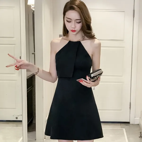 노출 등 릿드레스 여성 짧은 여름 섹시 슬림핏 나이트클럽 A자 걸이 목 트렌드