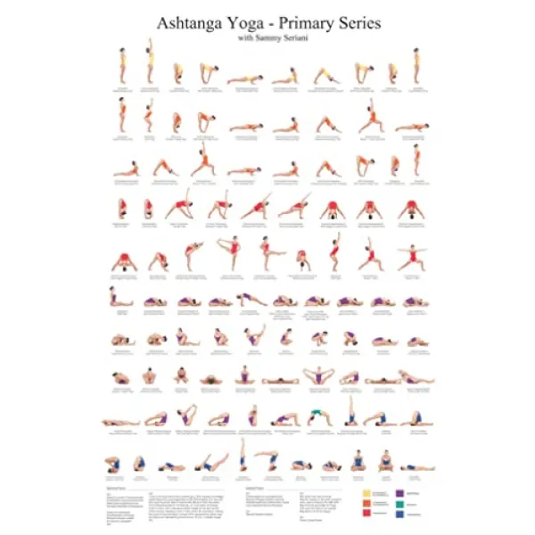 NMT Ashtanga 기본 시리즈 연습 차트 요가 포즈 포스터 24x36 인치 Asanas 필수 요가 차트의 시퀀스 멋진 절충주의 다채로운 벽 - P05280081YWJIS4