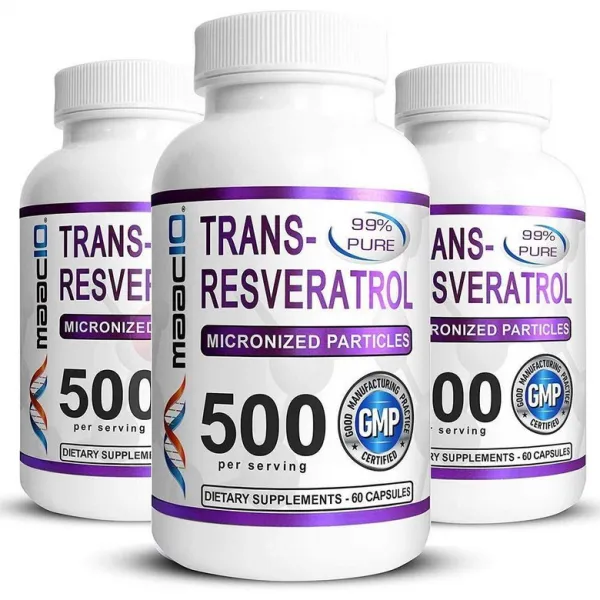 미국직구 MAAC10 99 % 순수 트랜스 레스베라트롤 500mg (3 팩 미분화 레스베라트롤) Sirtuin Activator & NAD Boosting Supplement., 1set, 상세참조