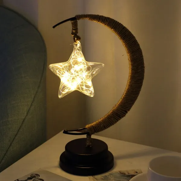 해외직구 LED 별빛 애플 크리스마스 화랑 조명 침대방 수제 헴프 철야등에서 거실 장식, multicolor, Star