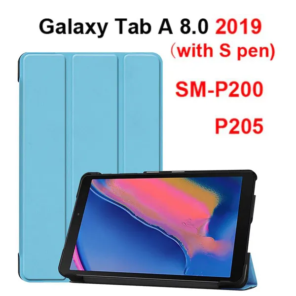 Galaxy 삼성 갤럭시 탭A 8.0 with Spen 2019 스마트케이스 SM-P200 SM-P205, 스카이블루