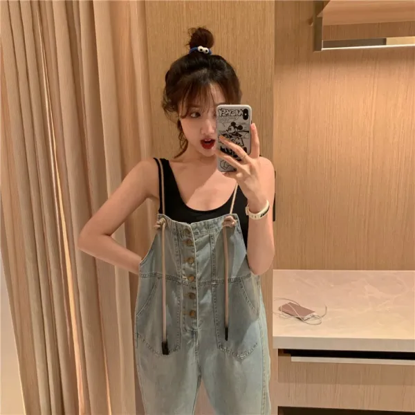 Zoneshop 데일리 여성 멜빵 바지 청바지 점프슈트 빅사이즈x2