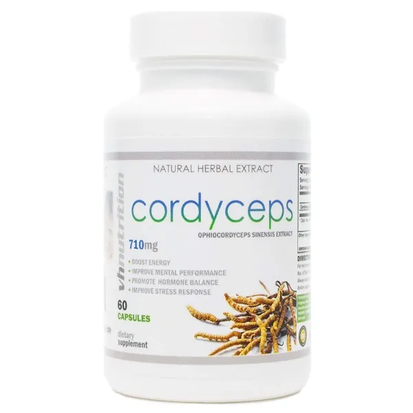 동충하초 캡슐 | 710mg sinensis의 버섯 추출 | 7 % Cordycepic 산성 화학식 | 자연 강장제는 정신 명확성과 초점을 개선