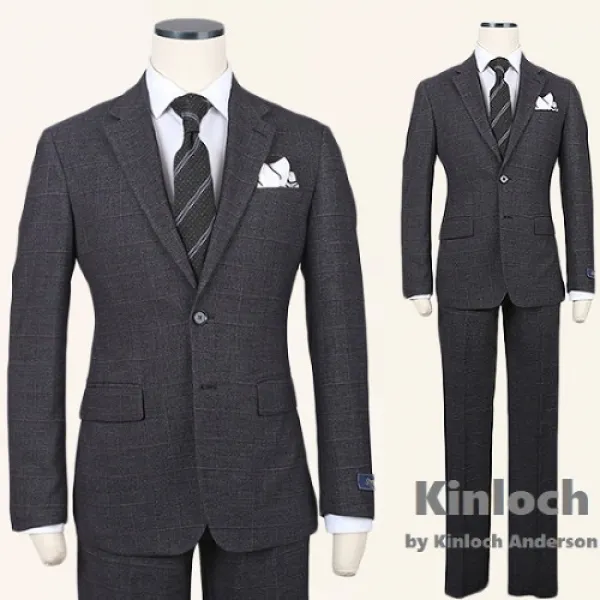  킨록 F/W 신축성 그레이 체크 정장 Iys94