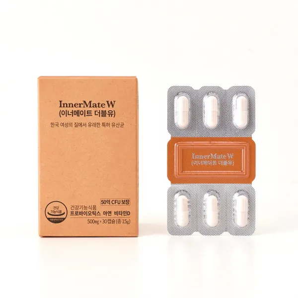 티읕 여성 질 유산균 50억보장 + 면역력 이너메이트 더블유 1팩 30캡슐, 15g / 500mg / 30캡슐