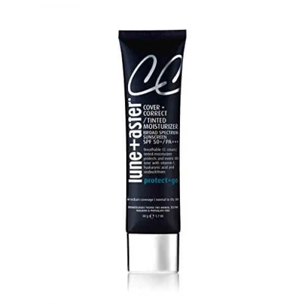 Lune + Aster CC Cream 넓은 스펙트럼 SPF 50 + / PA +++-중간-중간 범위 SPF 50의 CC 크림은 이슬 맺힌 광선, 단일상품, 단일상품