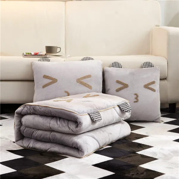 Dec.26 803번 두꺼운 산호 융단 자동차 쿠션 이불 겸용 사무실 낮잠 베개 침대 머리 쿠션 차량용 쿠션Z, 바 윗 돌 그레이 (두 꺼 운 기모)