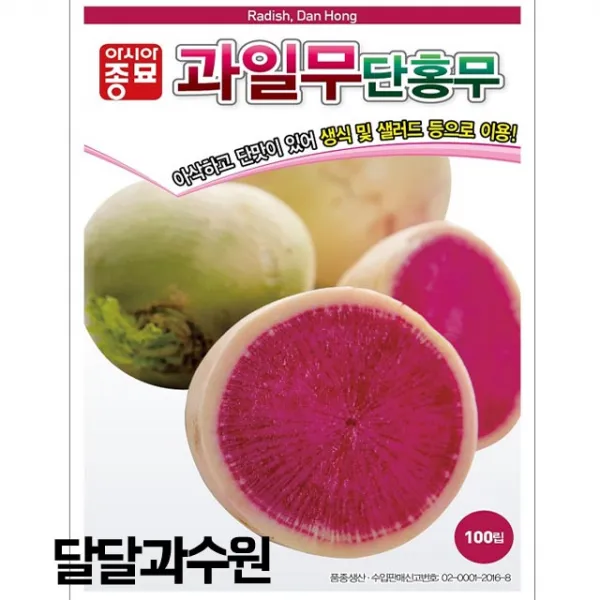 아시아종묘 단홍무 씨앗 과일무 수박무 종자 100립