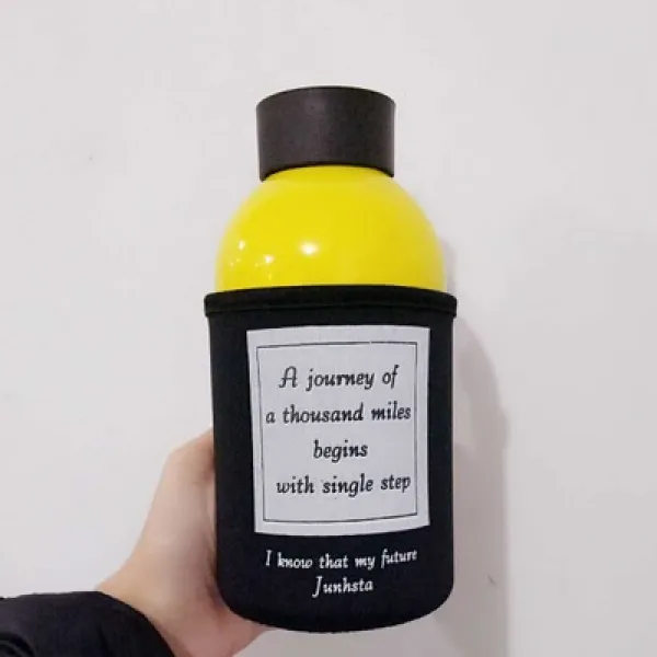 ms 털음망 홍 동형 옐로 덕 텀블러 600ml 대용량 남 여성 학생 물 컵 큐티 카드, 엘로우 650ml패브릭 커버 색상 랜