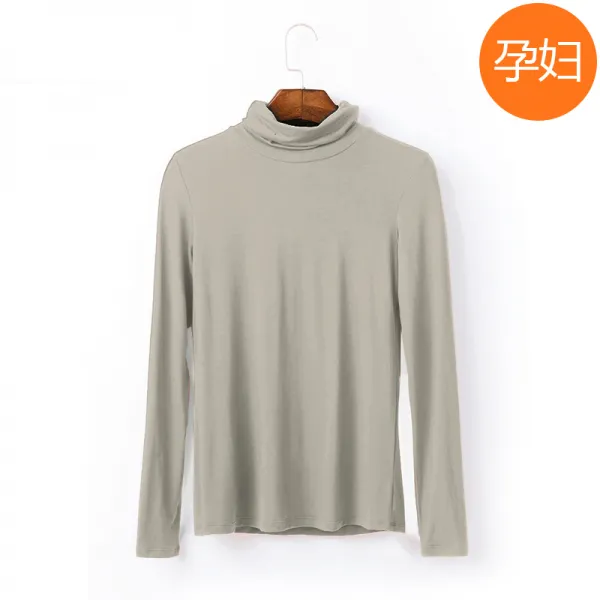 클라쓰인테리어 빅사이즈폴라티셔츠 모달 여자목폴라 솔리드 무지 겨울 가을 이너티셔츠 임부 품다 임모 배가리기 긴 소매