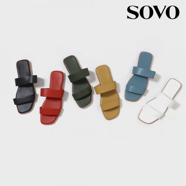 6color 심플 두줄스트랩 여성슬리퍼 샌들 1.5cm