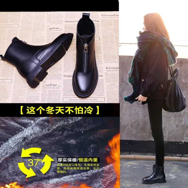오리상점 통굽워커부츠 여성 숓 어텀 무드 앞집업 인싸템 패딩부츠 기모 융