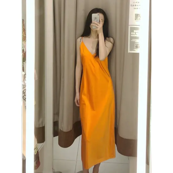 새틴 실크 원피스 尧尧 19 새로운 여성 새틴 질감 긴 치마