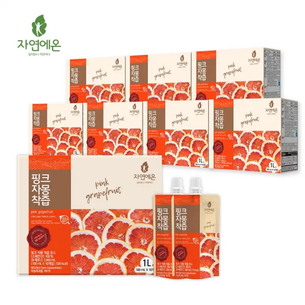 자연에온 핑크 자몽 착즙 주스 100ml 10개입 1l 8박스