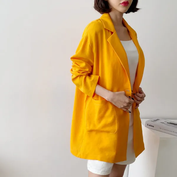 모양새 루즈 오버 핏 박시 린넨 여름 긴팔 자켓 보이프렌드핏 color 아이보리 연두 그린 베이지 블랙 오렌지