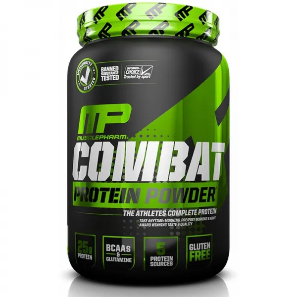 MusclePharm Combat Protein Powder - BCAA와 글루타민을 함유 한 유장 격리 물 카제인 달걀 단백질의, 단일상품
