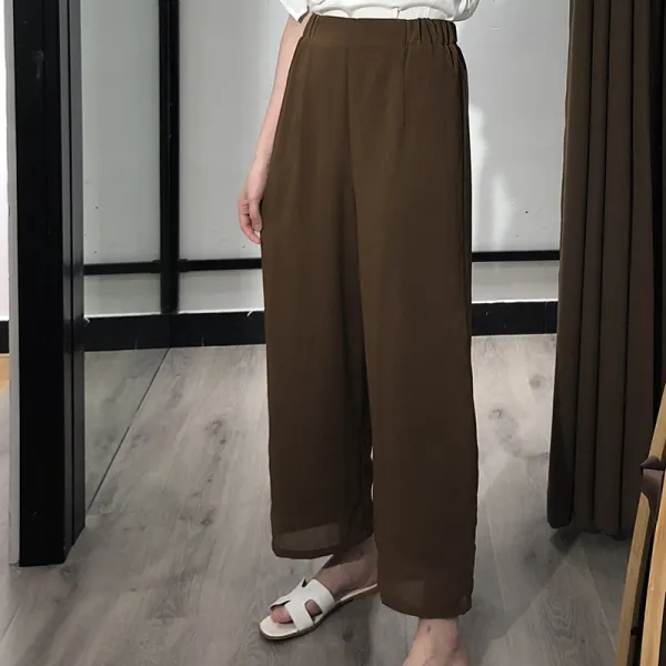 하오타오 슬랙스 와이드팬츠 솔리드 무지 식체 점풍 칸 3색깔 화이트 망사 보호대 와이드 팬츠