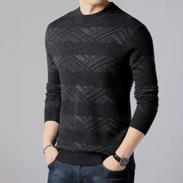 벨라루티 심플캐주얼 라운드넥 긴소매 배색 니트