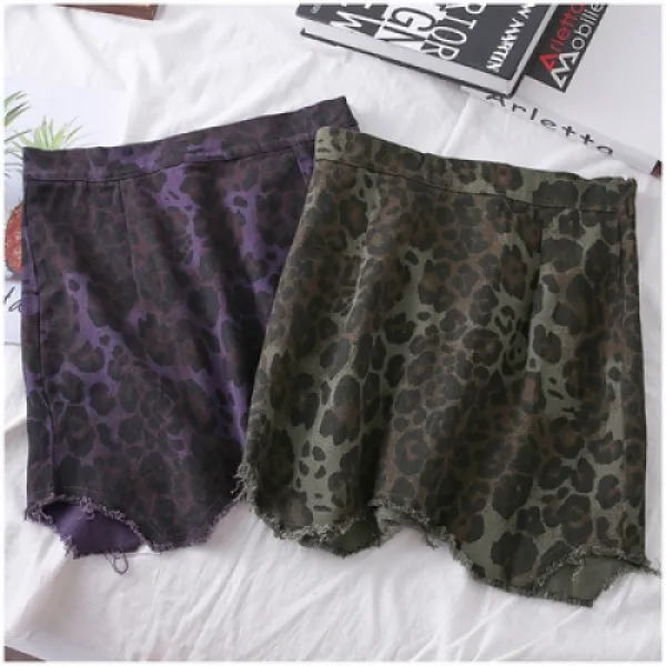 Opening2 여성 레오파드 미니 스커트 투서 여름 힙업 트리밍 언발 데님 On 000001394