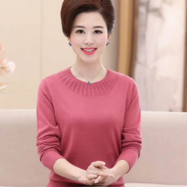 비아이6 스웨터니트이너셔츠 엄마 가을옷 상의 중노년층 여성의류 중년 양털 울셔츠 이너웨어 빅사이즈 얇은