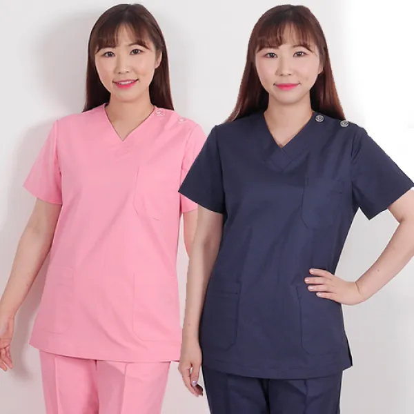 수술복 간호복 스판세트 모카브이넥
