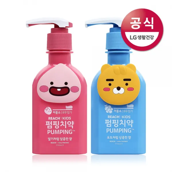 페리오키즈 페리오_리치키즈 카카오피규어 펌핑치약160g 라이언+어피치(저불소)