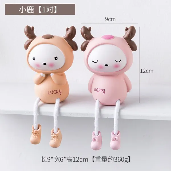 유니콘 홈카페 홈 창조적 인 책 데스크탑 작은 장식 장식품 귀여운 소녀 심장 그물 레드 침실 방 배열 개체, 새끼 사슴 (2)