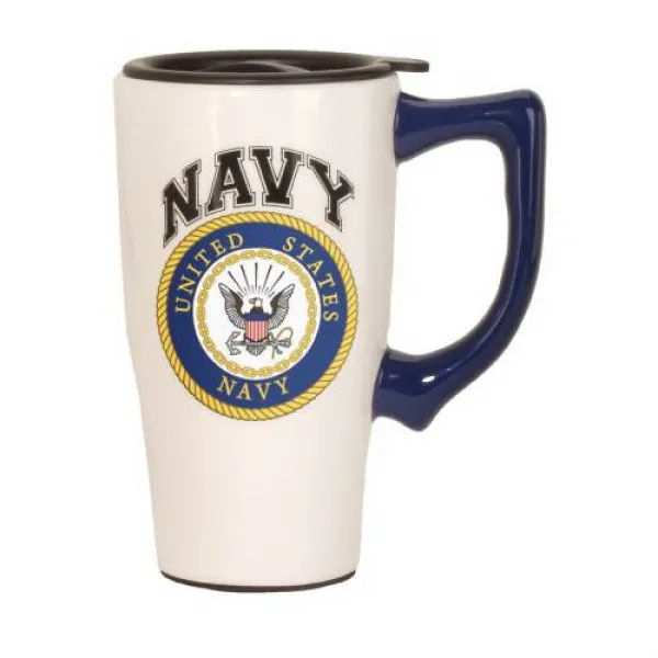 Spoontiques 해군 여행 낯짝 화이트 Spoontiques 12469 Navy Travel Mug 1, 상세내용참조, 상세내용참조