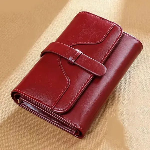  해외 직송 Dalin 여성반지갑 리얼 가죽 여성용 반품 3단 영락지갑 벨크로 앤티크 왁스 소가죽 잔돈지갑 St13 A8