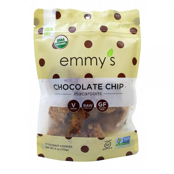 Emmys Organics Coconut Cookies Chocolate 에미스 오가닉 코코넛 쿠키 초코칩 6oz 2팩 X 2세트, 1개
