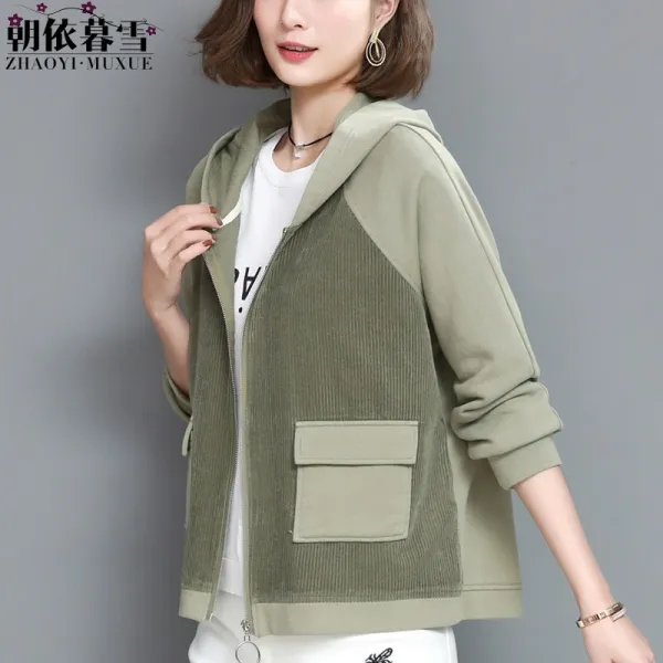 코듀로이 순면 자켓 템포 Ins 트랙 이른 봄 28월 하프 코트 여 가을