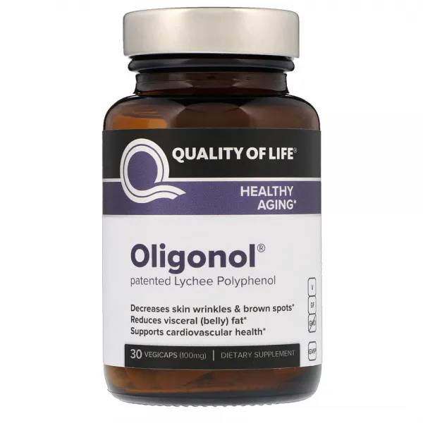 Quality of Life 퀄리티오브라이프 Oligonol Lychee 폴리 페놀 100 mg, 30캡, 1개