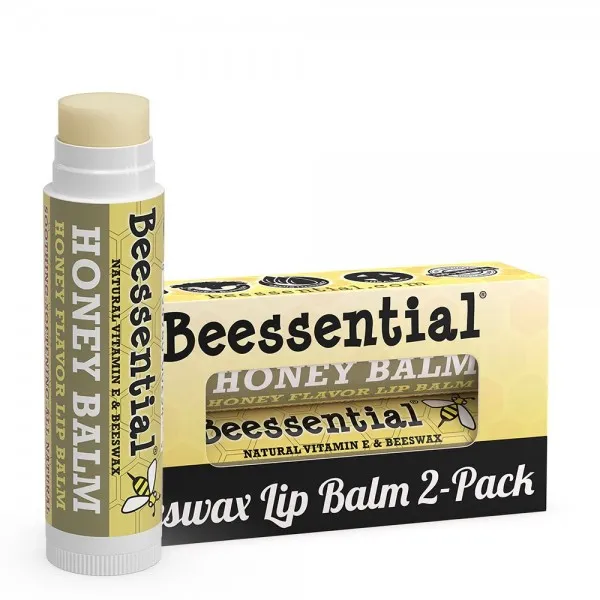 Beessential 올 내츄럴 허니 립밤 2 팩-건조하고 갈라진 입술을 치유하고 예방합니다 – 남성 여성 및 어린이에게 좋습니다 – 중립적, 단일상품, 단일상품