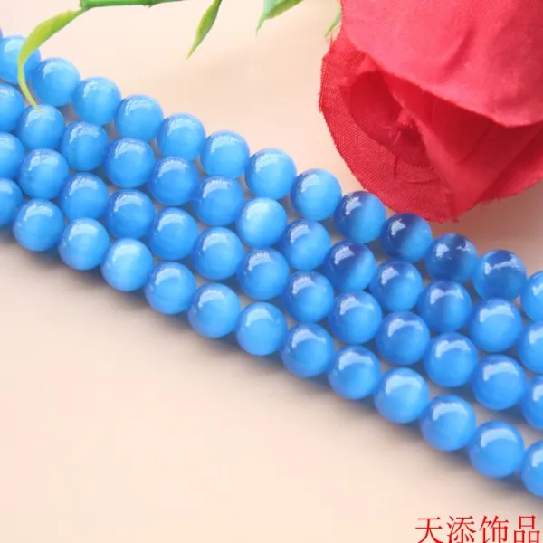 미스마켓 묘안석 공예구슬 DIY 액세서리 잉크 블루 절반 팔찌 목걸이 재료 부품