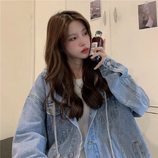 탈부착 가능한 후드 데님 재킷녀 봄 신상 트렌드 인스타그램