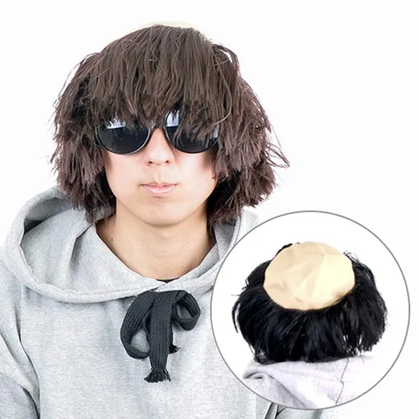 POOKAS 사오정 대머리 코스프레 가발 독수리 머리 파티가발, 브라운