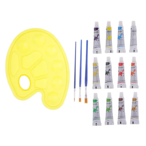 Fwt초심자 팔레트+3개 그림 물감 솔 아크릴 페인트 세트