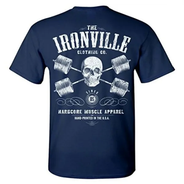 Mi_11 Ironville 중철 무법자 해골 바벨 역도 티셔츠 65_f6 남자면티 남자반팔티