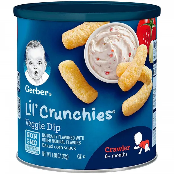 Gerber Lil' Crunchies Veggie Dip 1.48 Ounce Canisters (Pack of 6) 거버 그래듀에이트 크런치 베지 딥 콘 스낵 42g 6팩, 1개