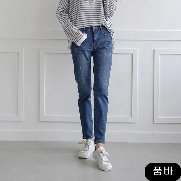 일자7~9부 데님팬츠 데미지 반배기 스 청바지 데일리