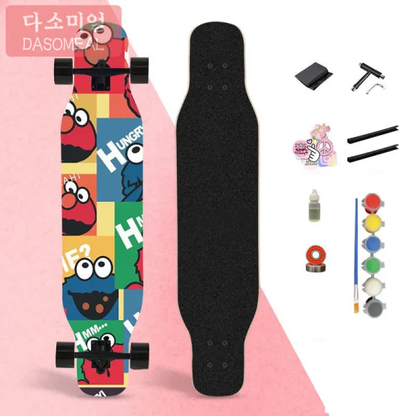 [해외 직송]다소미얼 롱보드 장판 여학생 초보자 성인 4인승 킥보드 학생 거리 닦기 XZ33 A34, 03
