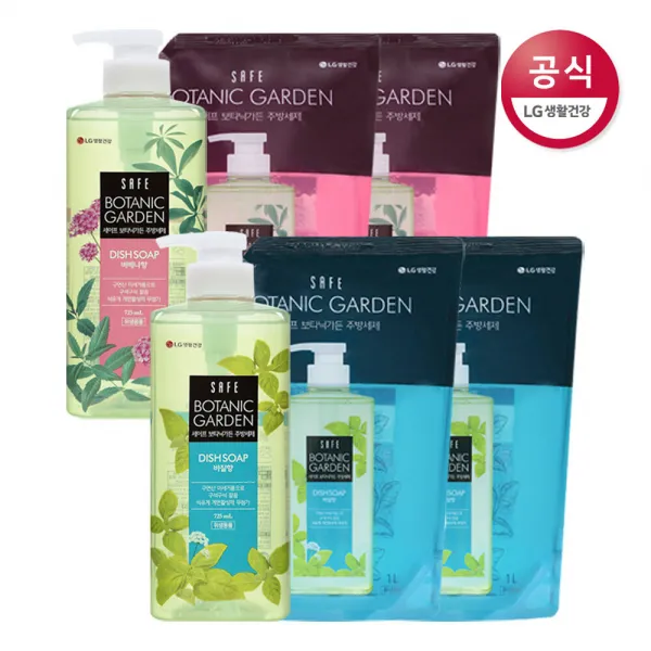 [신세계TV쇼핑]세이프 보타닉가든 바질 주방세제 용기 725ml x1개 + 리필 1L x2개 외1종, 버베나향 용기 1개+리필 2개, 상세페이지 참조