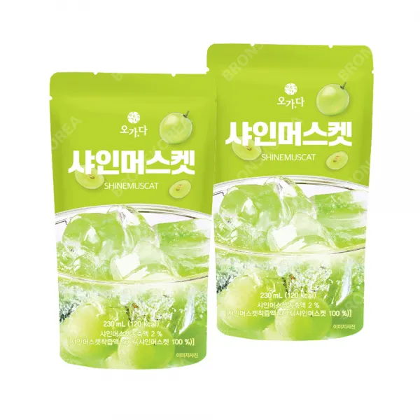 웰그린 오가다 샤인머스켓 (230ml X 10개)-2개(총 20개) 편의점 아이스 음료 파우치, 단일상품
