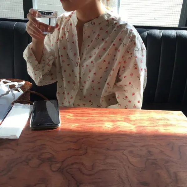 블라우스 데일리룩 플라워 여성 블라우스 긴팔룩