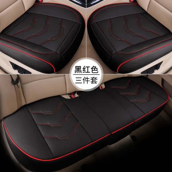 쇼핑바이블 시트 3종 세트 등받이 없음 자동차 쓰리 피스이다 엠보가죽 벤츠 C급 롱C180LC200LC260L 사계절 쿠션, 블랙 레드 세가지 커버 5자리