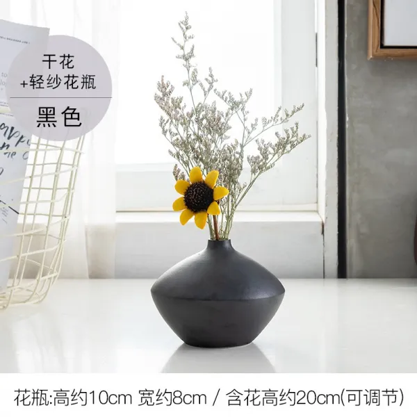 Mar.22 8번 모던 심플 스탠딩 거실 창의 꽃꽂이 인테리어 소품 도자기 드라이 플라워 화병 소품z 가 벼 운 모래 블랙 + 말 린 꽃 세트 가격 