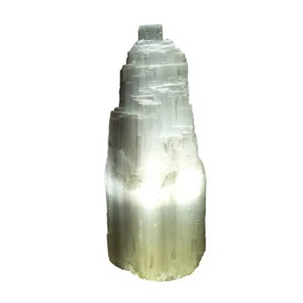 암모 스톤 천연 Selenite 크리스탈 램프 화이트 보석 마천루 손 새겨 져 램